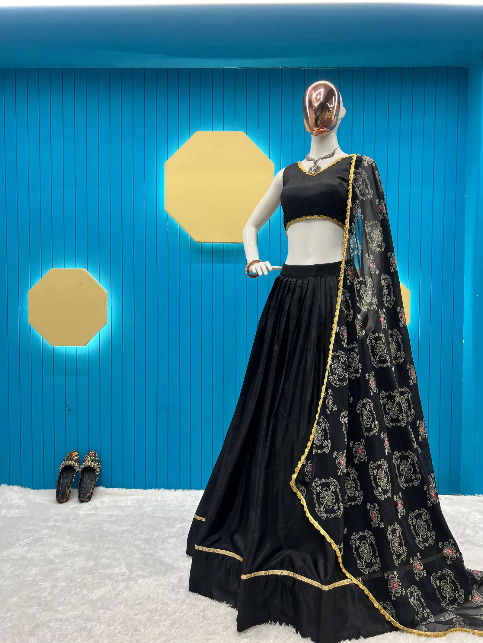 LG 614 Palin Black Designer Lehenga Choli Wholesale Clothing Suppliers In India